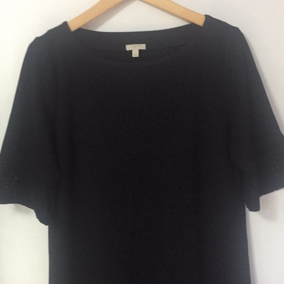 Talbots Eyelet Cuffed Sleeves Black Cotton Dress - Picture 6 of 11